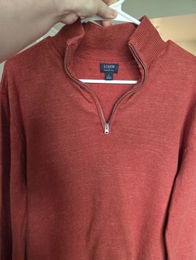 J. Crew Men's Half-Zip Sweater in Rust Orange